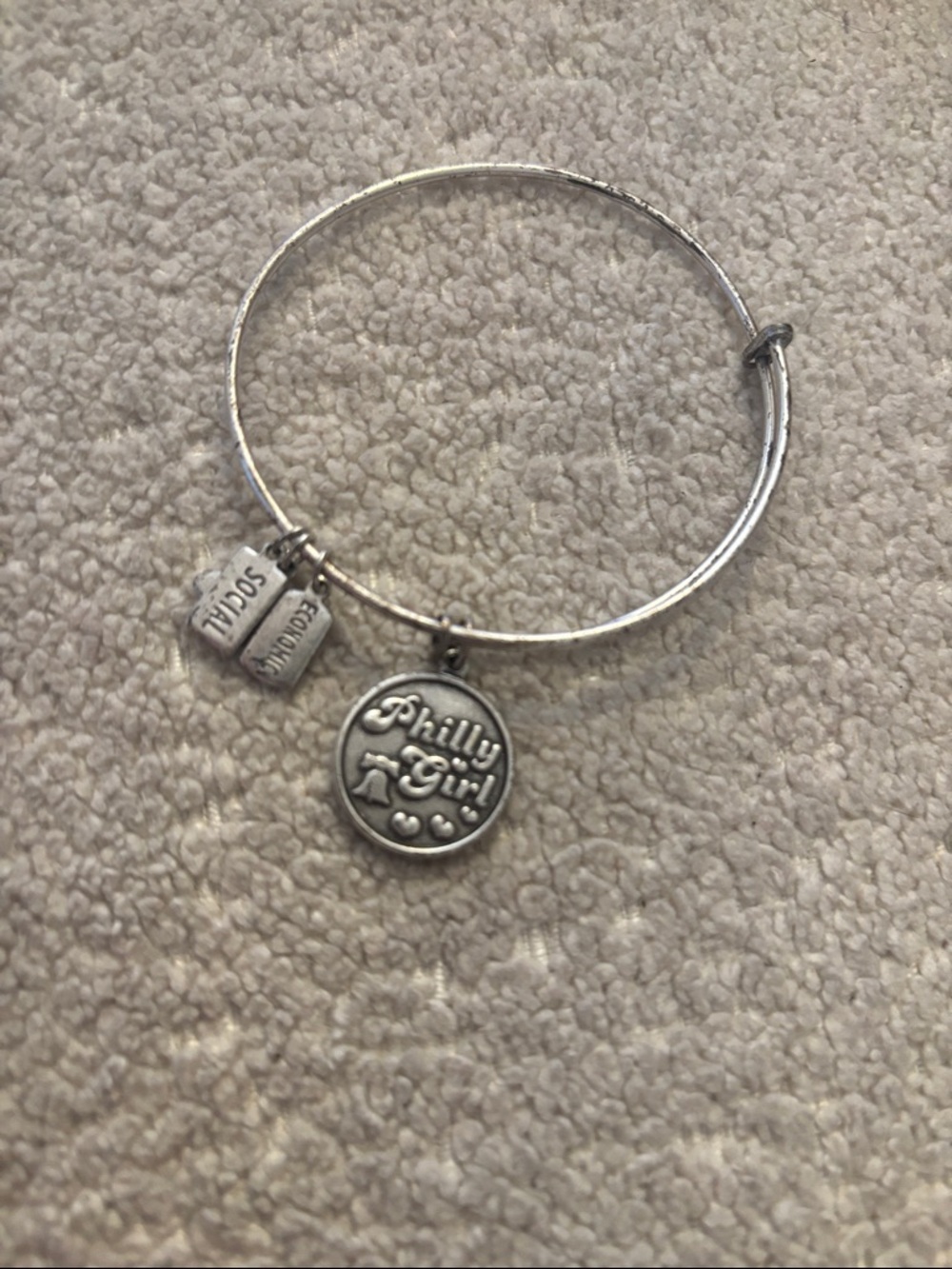 Silver-tone Charm Bangle with "Philly Girl" Pendant